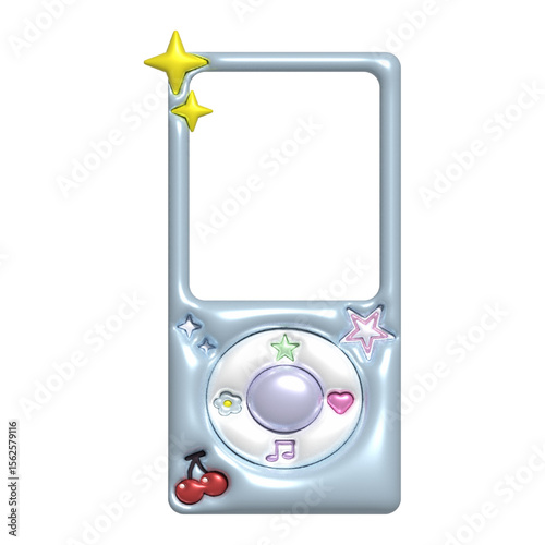 3d mp3 player frame Y2K