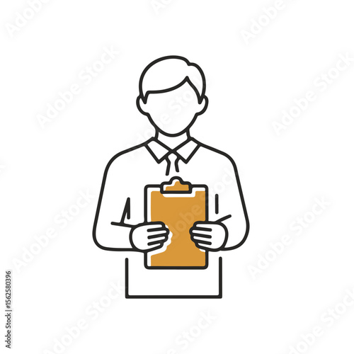 Man holding clipboard and checking details in business setting  