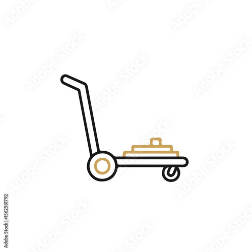 Hand truck with luggage in minimalistic style and neutral colors  