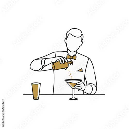 Bartender mixing drink while wearing formal attire at bar station  