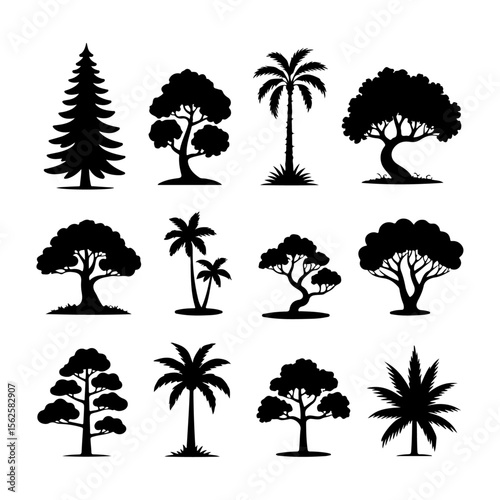Unique and high quality Tree silhouette set
