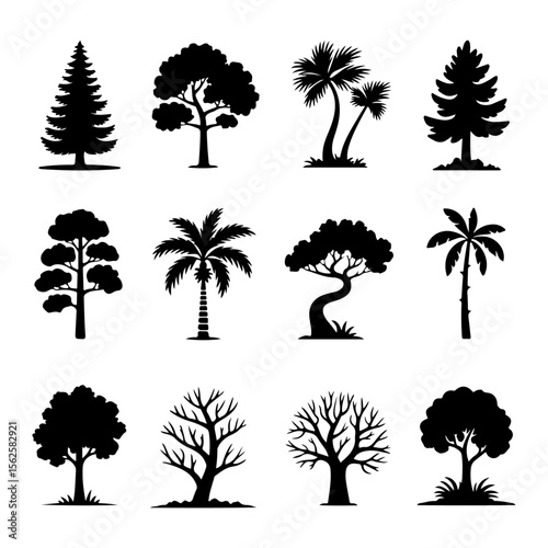 Unique and high quality Tree silhouette set