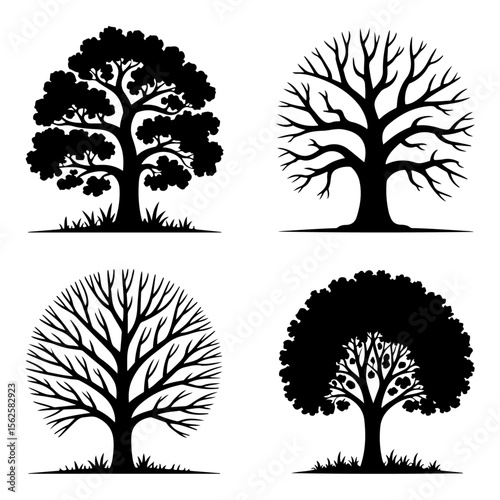 Unique and high quality Tree silhouette set