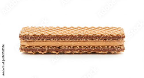 Chocolate-Filled Wafer Biscuit Isolated on White Background – Crisp and Creamy Snack