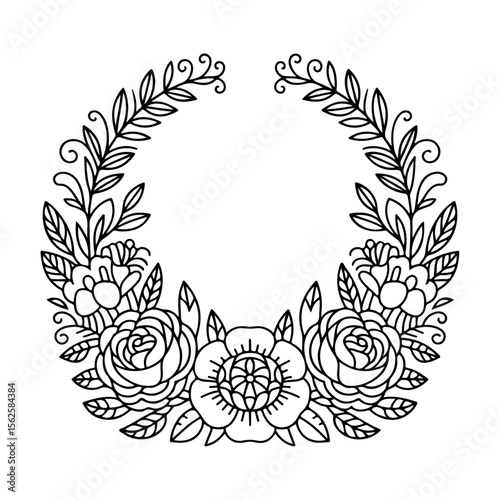 Unique and high quality Floral wreath line icon set