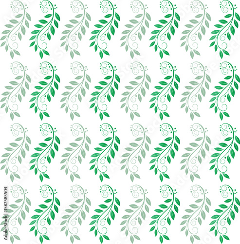 Green vine leaves with swirls and dots vector