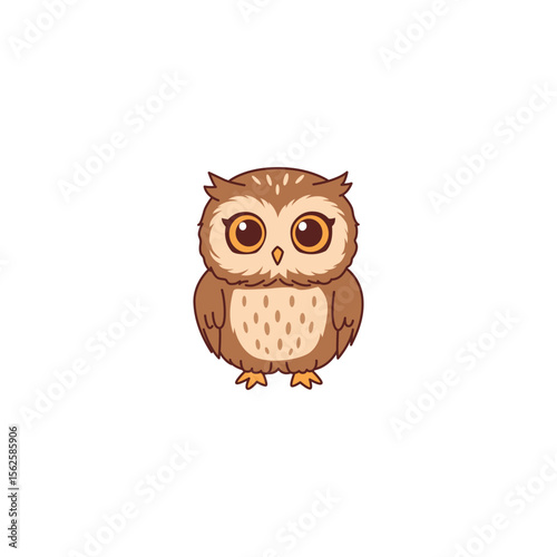 An icon of a cute cartoon owl sitting upright with wide, attentive eyes, symbolizing alertness, awareness, and keen observation.