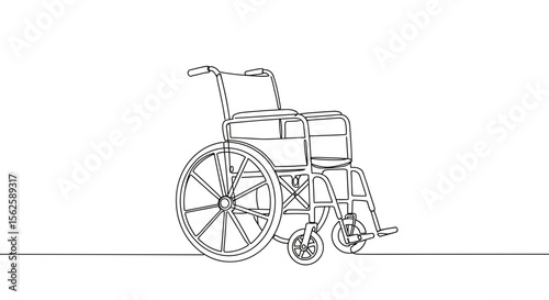 Line art wheelchair illustration on a simple background