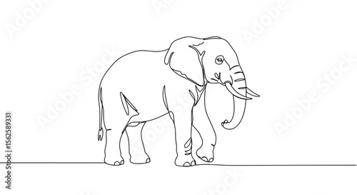 Line drawing of an elephant in a simple artistic style