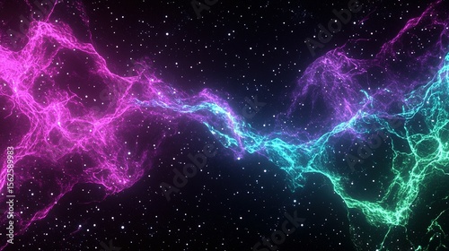 Colorful cosmic nebulae against a starry night sky.