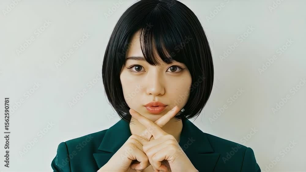 ばつ印と、まる印をする日本人の20代成人女性