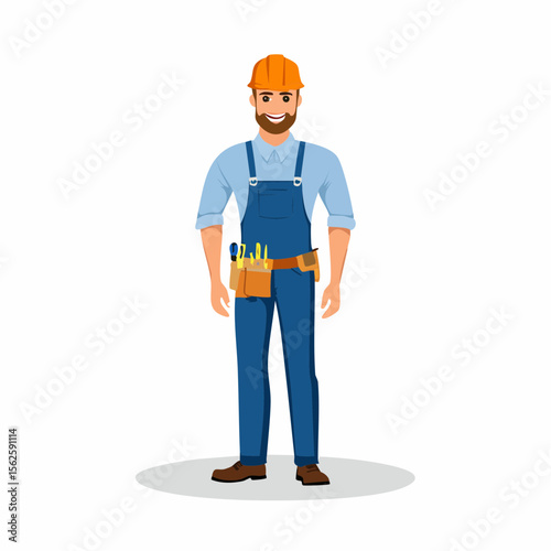 Construction Worker Vector Illustration of a Happy Craftsman