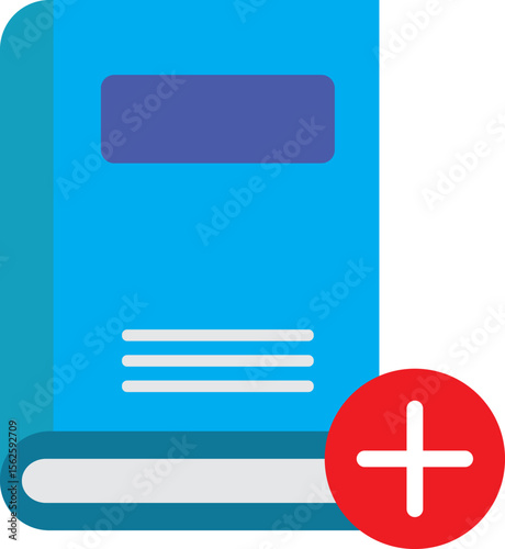 Add New Book Icon Blue Book with Plus Sign