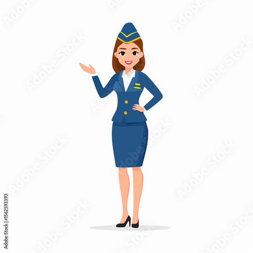 Beautiful Flight Attendant Vector Illustration  Professional, Friendly, and Ready to Assist
