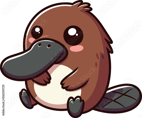 かわいいカモノハシの赤ちゃんのイラスト