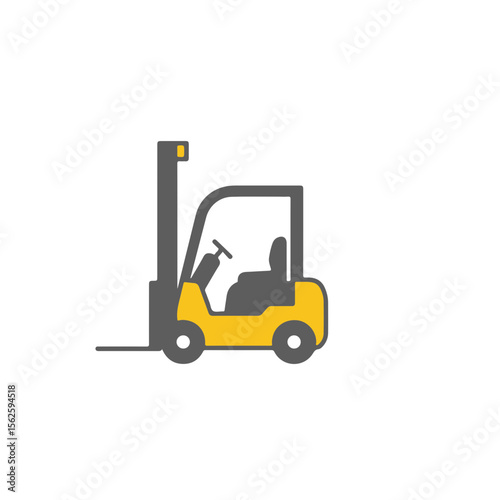 A yellow and grey forklift icon representing industry and logistics.