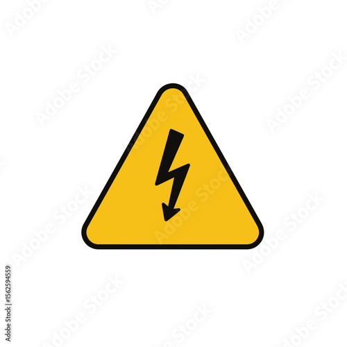 A Yellow Caution sign with a black lightning bolt indicating danger. 