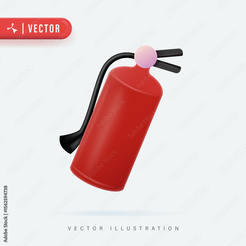 Fototapeta premium 3D Vector Red Fire Extinguisher Object