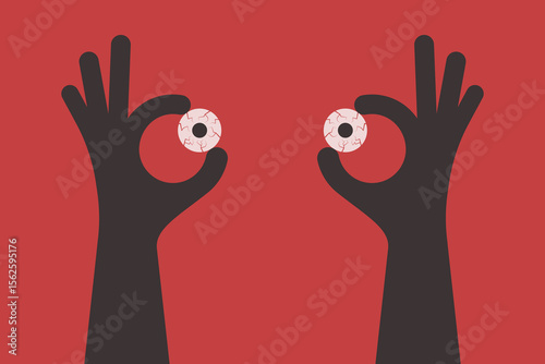 Hands hold eyes photo