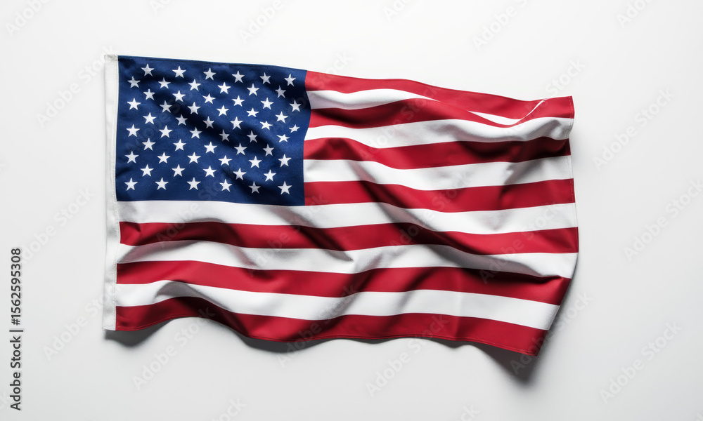Fototapeta premium A Top-Down View of the Flag Laid Perfectly Flat on a Clean White Surface