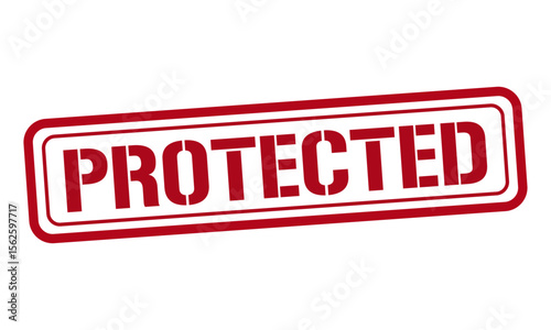PROTECTED red stamp text vector, rubber stamp
