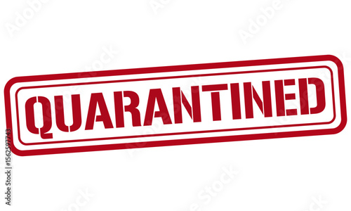 QUARANTINED red stamp text vector, rubber stamp