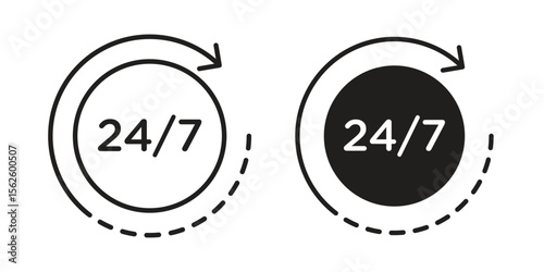 24 7 icon vector collection. vector stock symbol illustrations