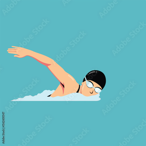 A swimmer glides through the water during a freestyle competition.