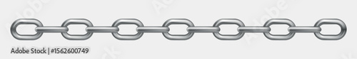 Metal silver chain on white panoramic background - Vector illustration
