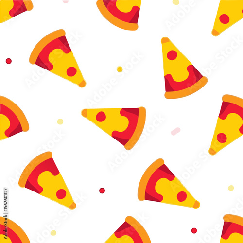 Seamless pizza pattern with colorful toppings on a black background featuring a fun and playful design perfect for backgrounds and designs