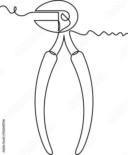 one line art Dental Nipper vector illustration. line art, one continuous line, simple, hand drawn and sketch style. for icons, symbols, signs or logos. PNG