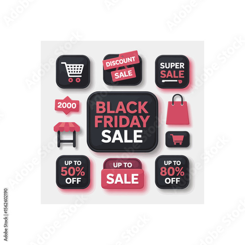 Black Friday sale vector illustration showcasing discount, super sale, and percentage off offers for shopping promotions