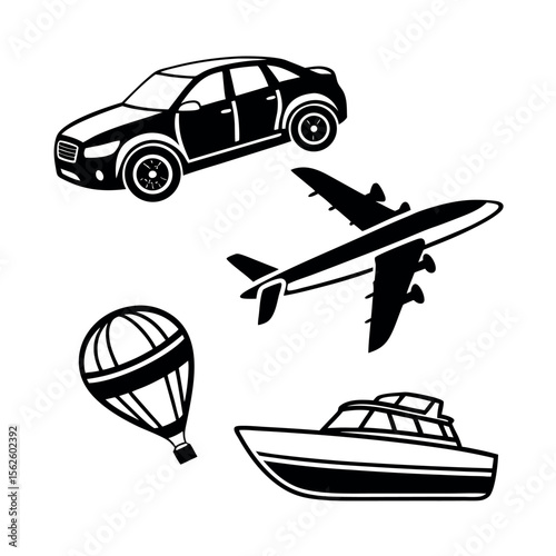 Travel Adventures Car, Plane, Boat, Balloon