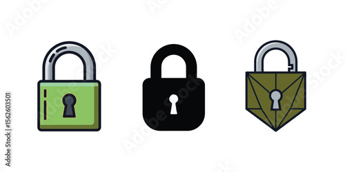Vector icon of a closed padlock, representing privacy and security, modern flat design