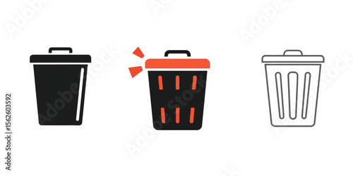 Flat vector icon of a trash bin or delete symbol, representing deletion or garbage, minimal modern style
