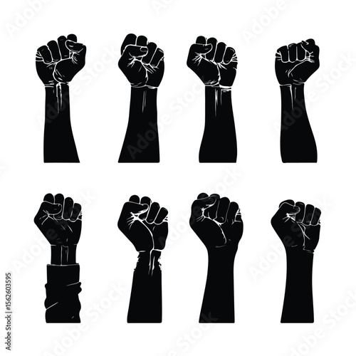 blm fist silhouette set, Black & White silhouette set