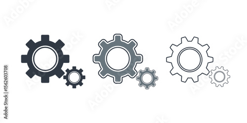 Flat vector icon of a gear or cog, representing settings and configuration, minimal style. eps 10

