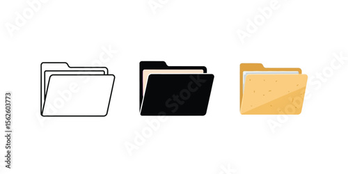  Simple flat vector icon of a file folder, symbolizing documents, storage, and organization. eps 10
