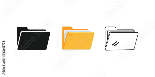  Simple flat vector icon of a file folder, symbolizing documents, storage, and organization. eps 10
