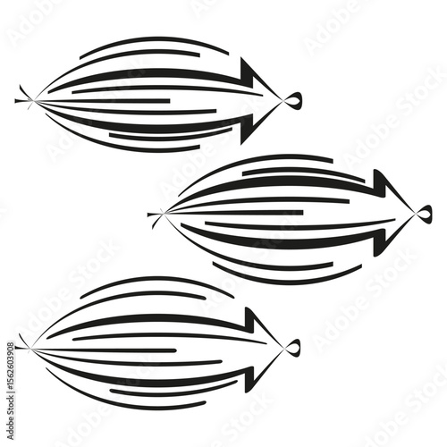 Oval arrow set. Streamlined motion symbol. Smooth speed Vector. Flow energy graphic.