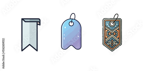 Flat vector icon of a bookmark or tag, representing saved items and favorite content