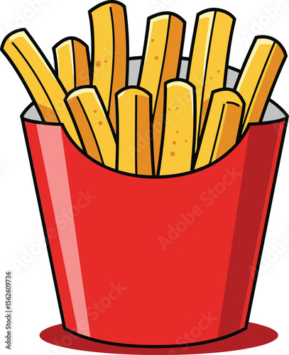 French fries in red container fast food snack illustration with golden fries crispy and fresh 