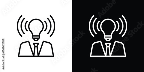 Brand awareness icon symbol in thin line, outline and stroke style for apps