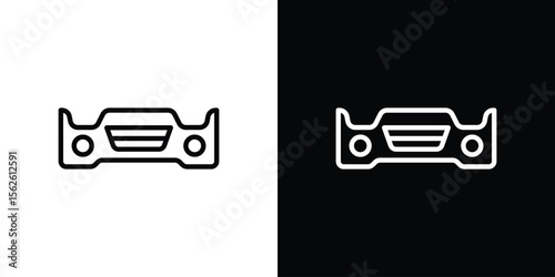 Car bumper icon symbol in thin line, outline and stroke style for apps