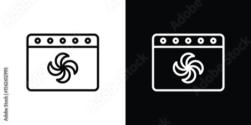 Convection turbofan stove icon symbol in thin line, outline and stroke style for apps