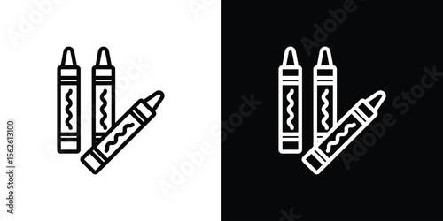 Crayon icon symbol in thin line, outline and stroke style for apps