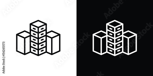 Data center icon symbol in thin line, outline and stroke style for apps