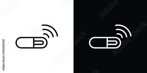Dog microchip icon symbol in thin line, outline and stroke style for apps