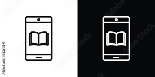 Ebook icon symbol in thin line, outline and stroke style for apps