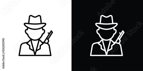 Hunter icon symbol in thin line, outline and stroke style for apps